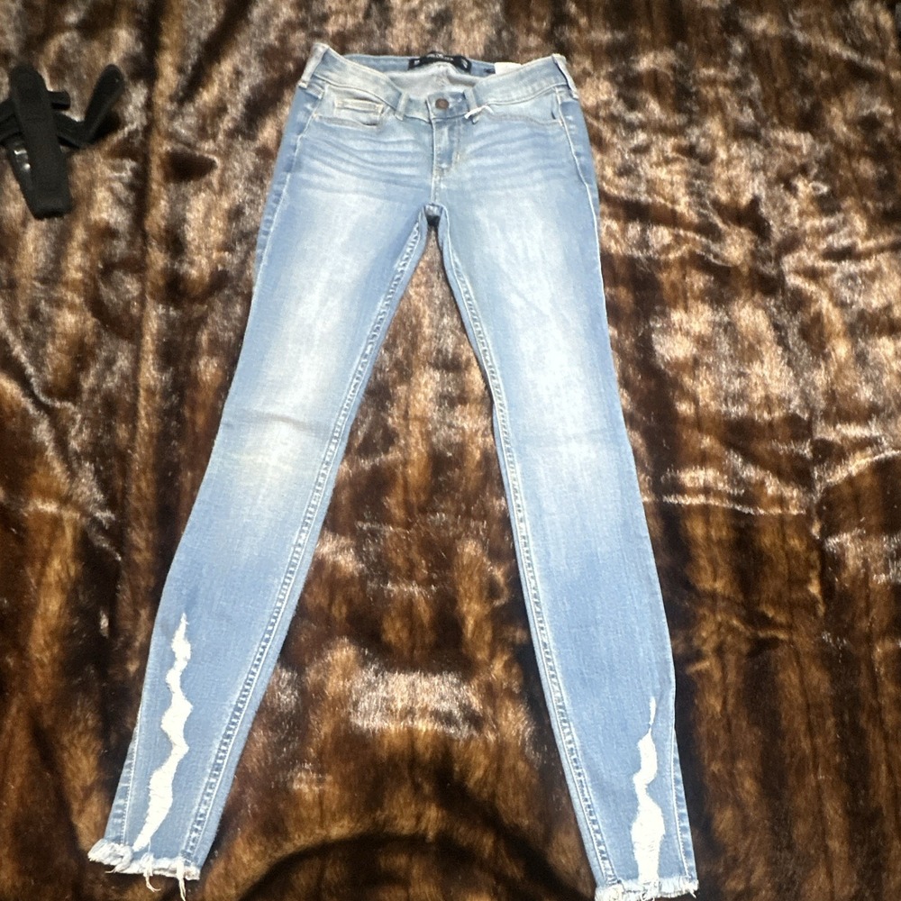 Hollister Low-Rise Super Skinny Classic Stretch Light Wash Jeans W24 L30 Blue